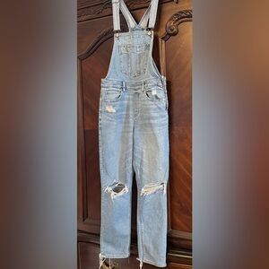 American Eagle Distressed Denim Overalls